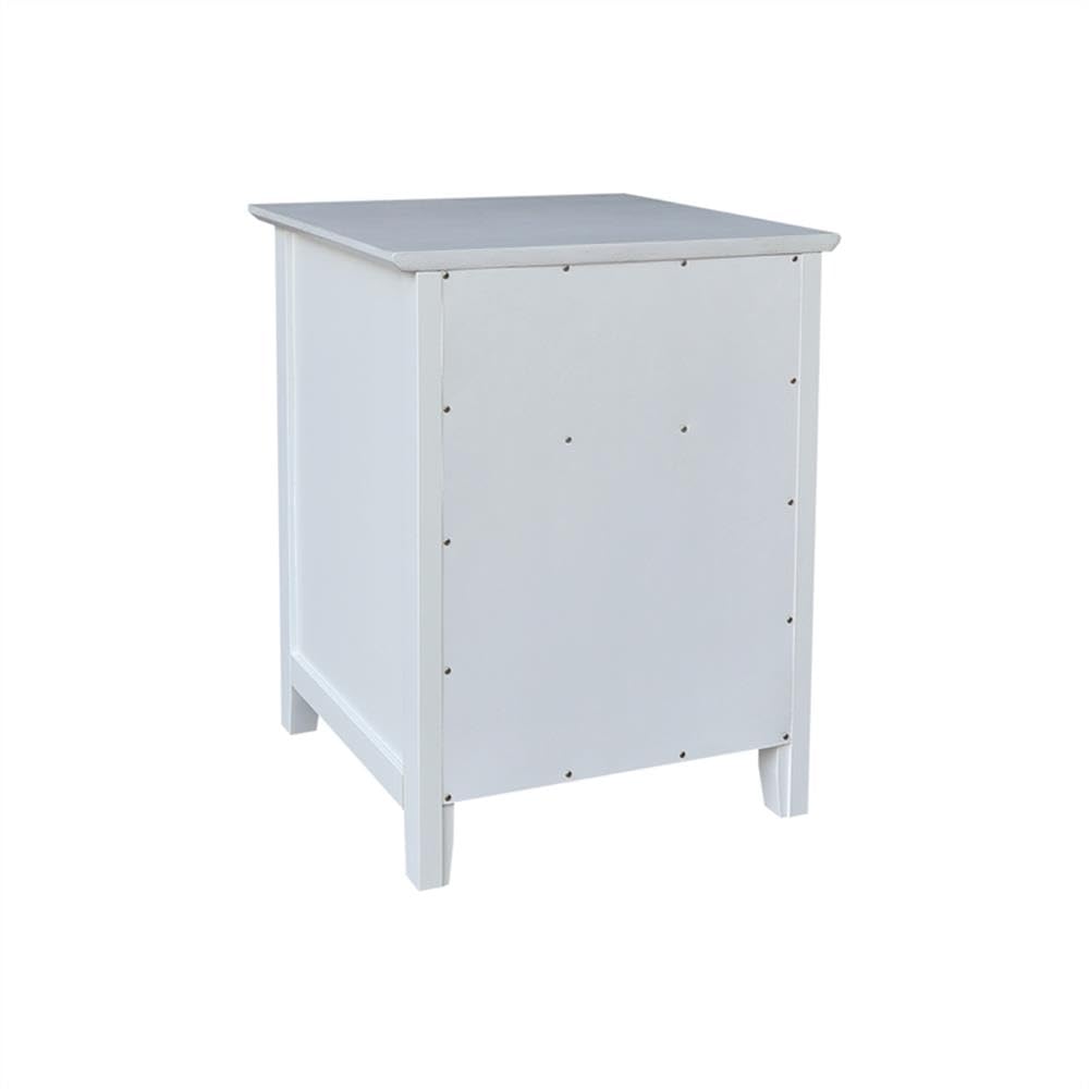 Pemberly Row Solid Wood Nightstand, Chalk and White Finish, 2-Tone Design with Drawer and Cabinet, 13.9 in Door Opening, Ball Bearing Glides, Farmhouse Coastal Style Bedroom Storage Furniture