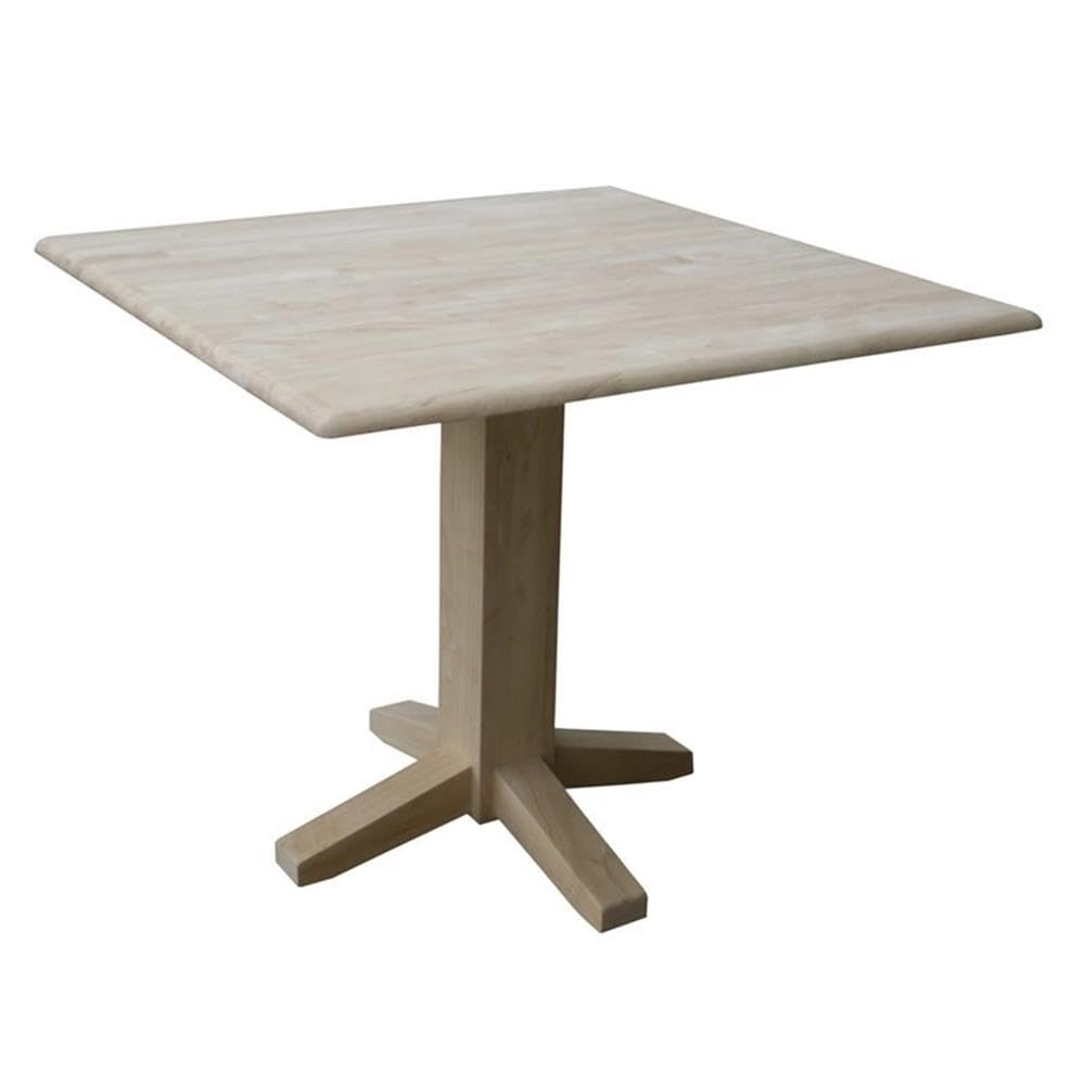 Solid Wood 36" Square Dual Drop Leaf Dining Table, Unfinished