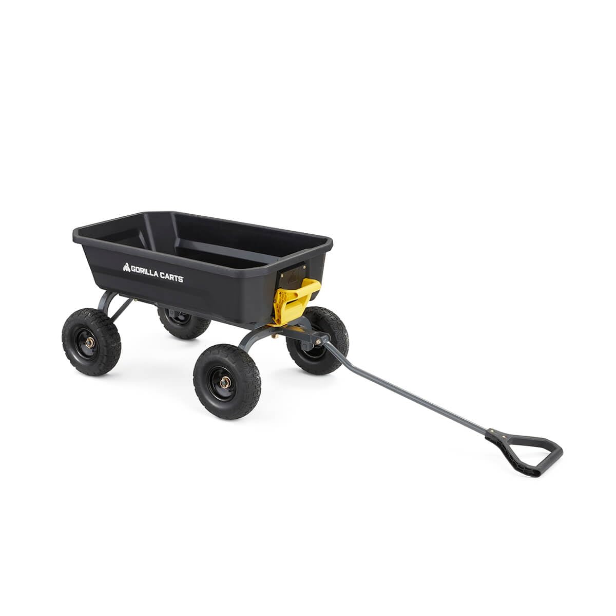 Gorilla Carts Heavy-Duty Dump Cart, Patented Quick-Release Dumping, Steel Frame, 600 lb Capacity, No-Flat 10-Inch Tires, Utility Wagon for Garden, Yard, Beach