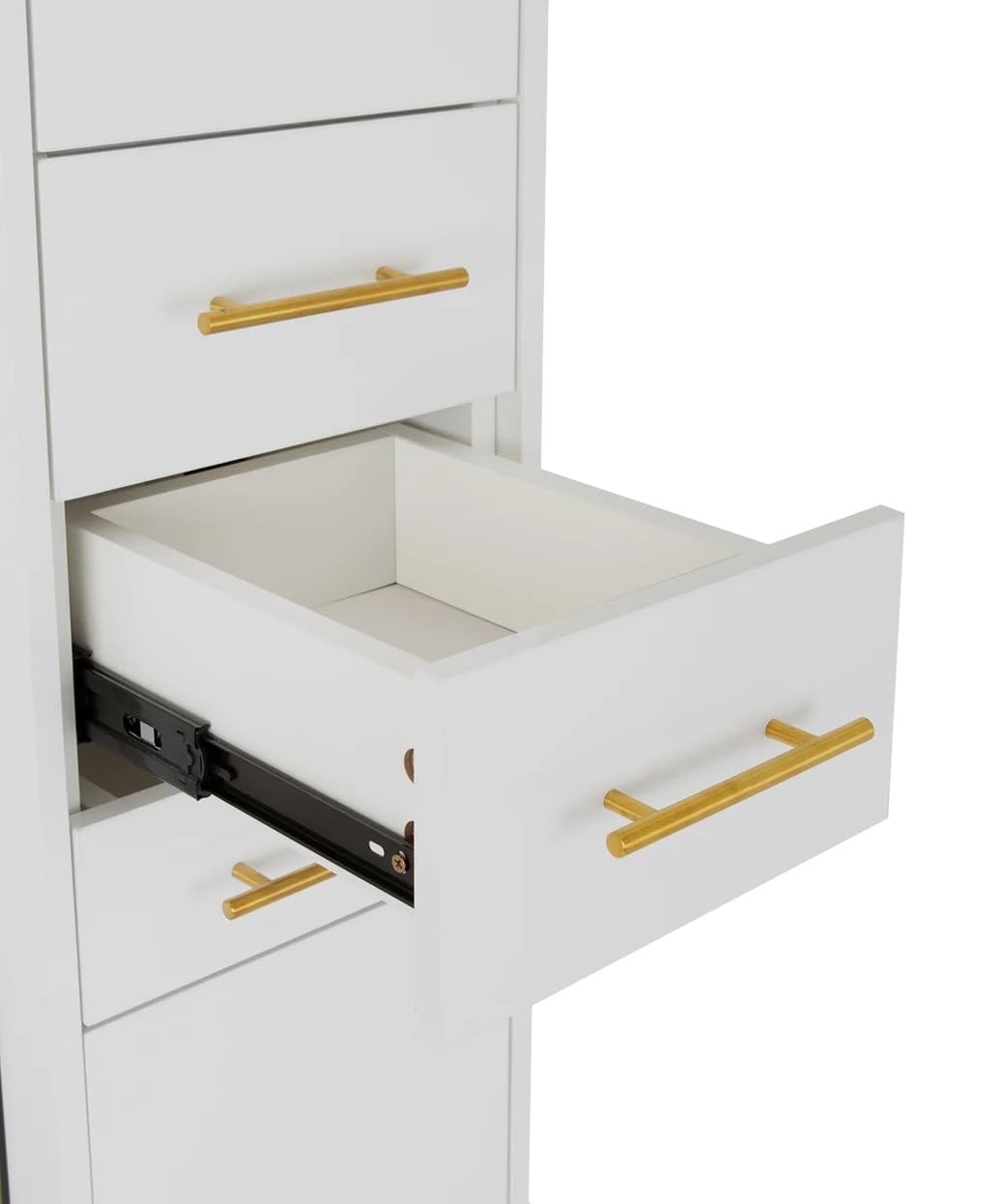 Buy-Rite Modena Single-Sided Styling Station - Gloss White, Full-Length Mirror, Storage Cabinets, Drawers, Pull-Out Tool Tray, Electrical Ready, Space-Saving Salon Station for Professionals, NIN-MS-01