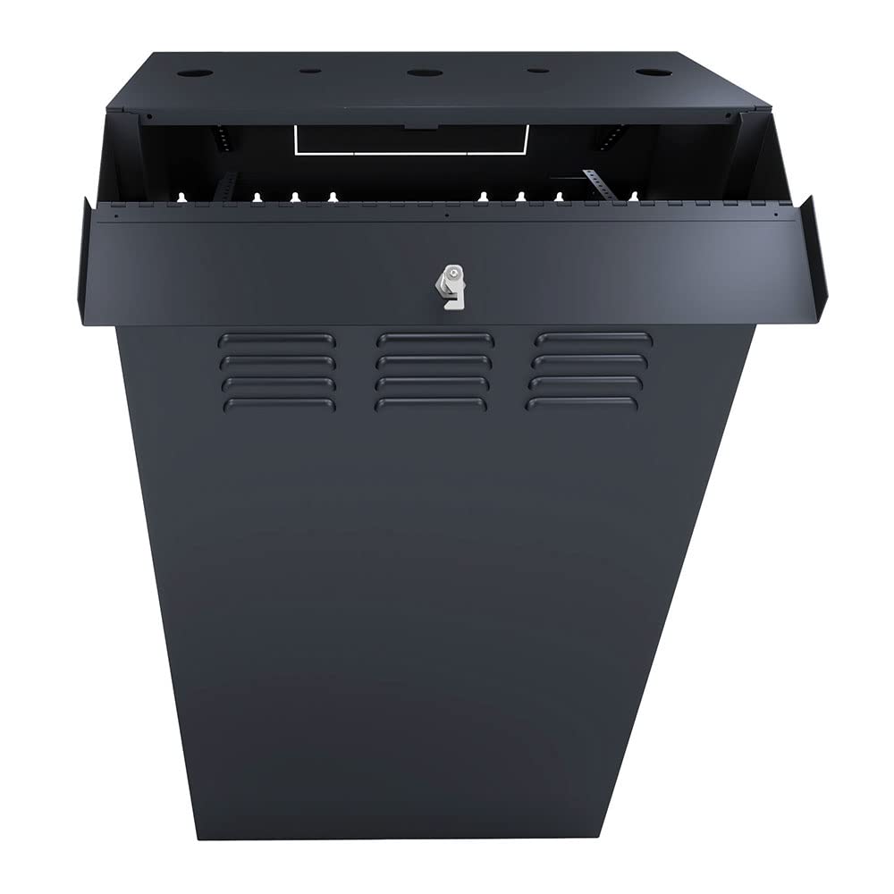 NavePoint 8U Vertical Server Rack Enclosure, Low Profile, 35.4" Deep, Max Weight Capacity 132lbs - 8U Network Cabinet Vertical Wall Mount, Perforated, Black