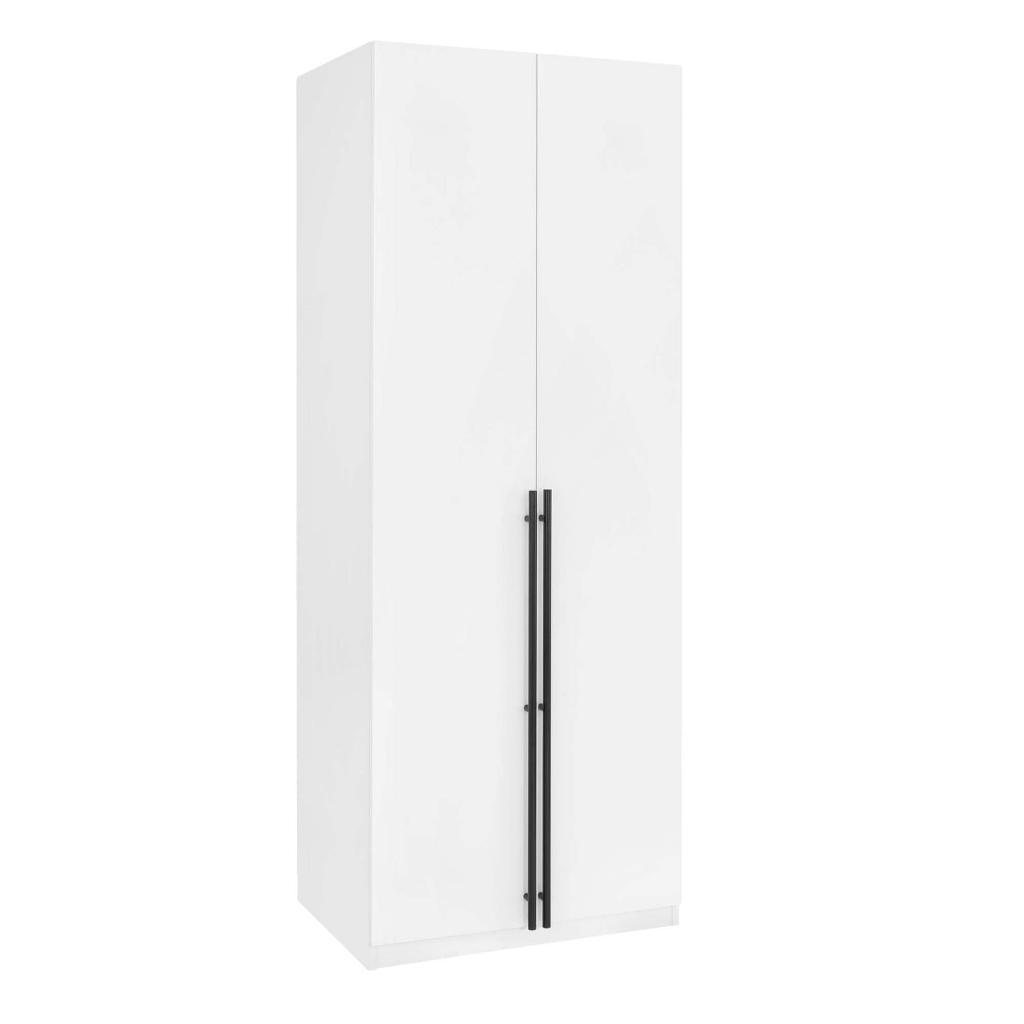 Manhattan Comfort Lee Modern Freestanding Closet 2.0 | Space-Saving Design with 1 Hanging Rod, 1 Shelf & 2 Drawers | Soft Close Hinges | No Tool Assembly Storage Cabinet, White