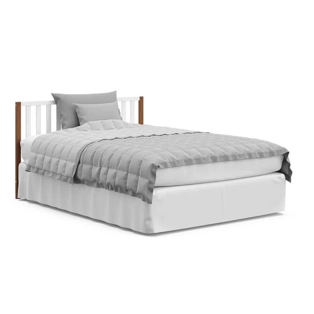 Pemberly Row Wood 4-in-1 Convertible Crib, 54.57 in Wide, Adjustable Mattress Base, White/Driftwood Two-Tone Finish, JPMA Certified Nursery Bed, Converts to Toddler Bed, Daybed, Full-Size Bed