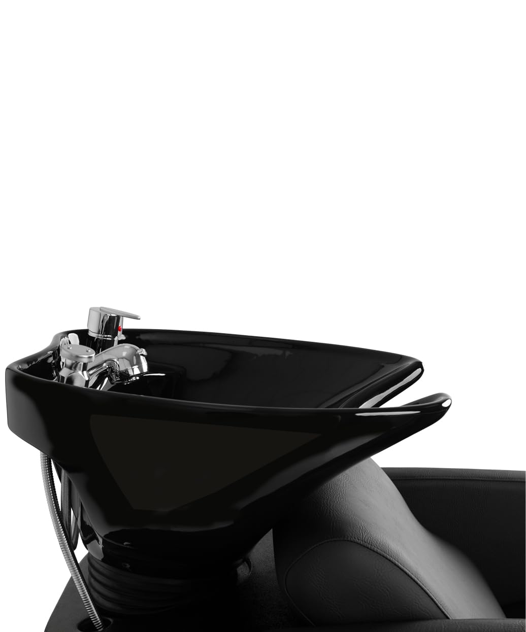Buy-Rite Shelby Shampoo Backwash Station - Professional Salon Backwash Unit w/Deep Tilting Porcelain Sink, Wide Reclining Chair, Dual-Function Nozzle, Vacuum Breaker - Black, YLG-556-BLK