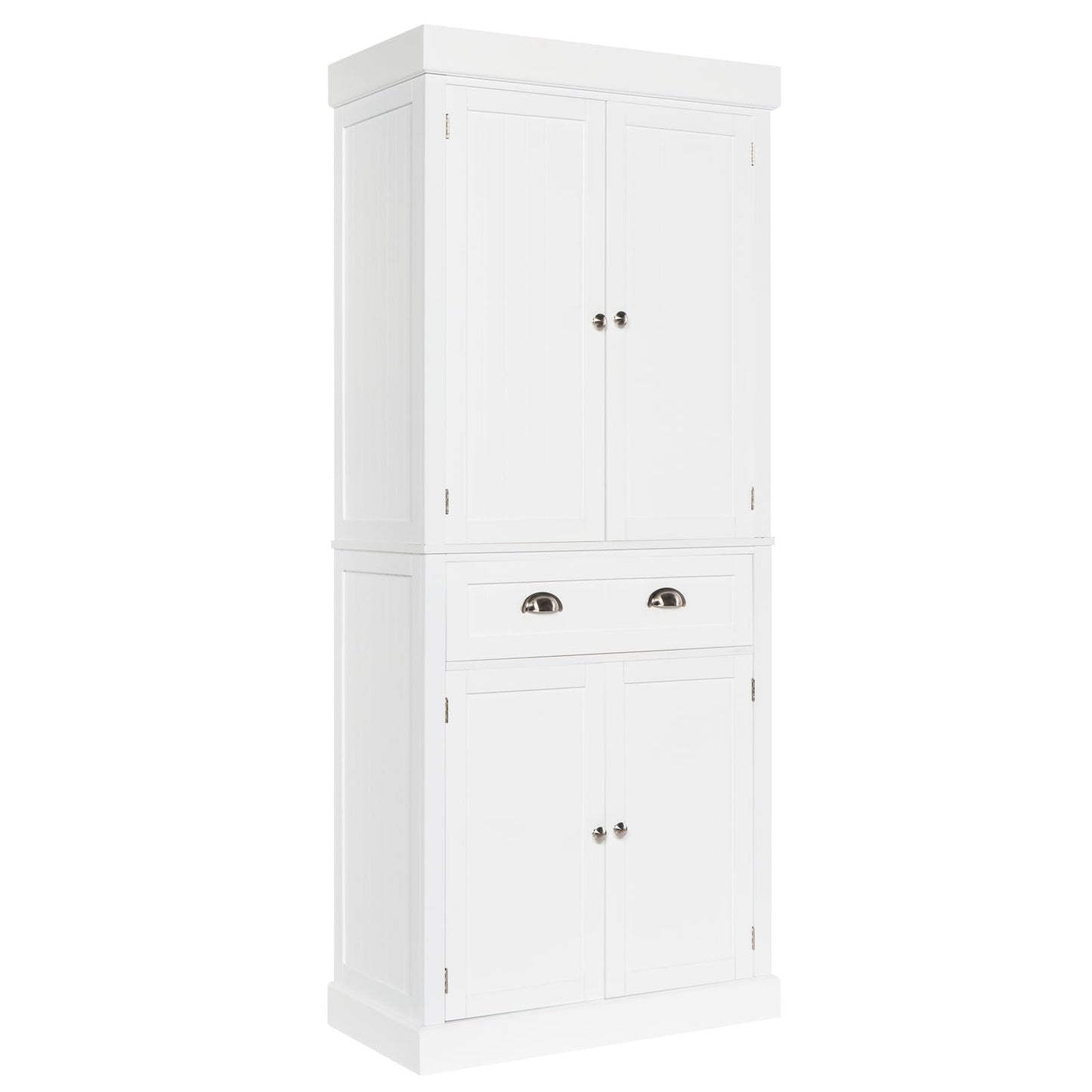 VINGLI 71-Inch White Storage Cabinets with Drawers, Freestanding Pantry Cabinets with Doors and Shelves Adjustable, Wood Farmhouse Kitchen Pantry Cupboard