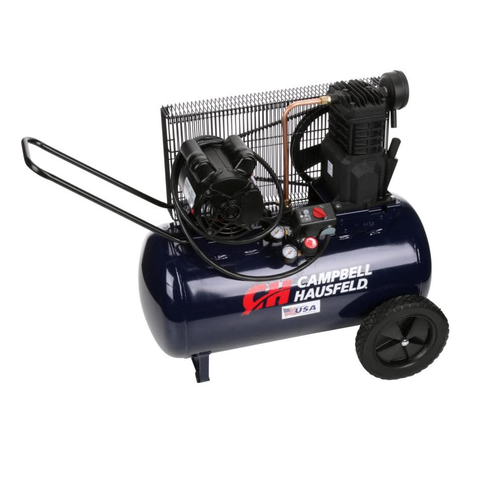 Campbell Hausfeld 20 Gallon Horizontal Air Compressor, 2 HP, Single‑Stage, Dual Voltage 120/240V, 135 PSI