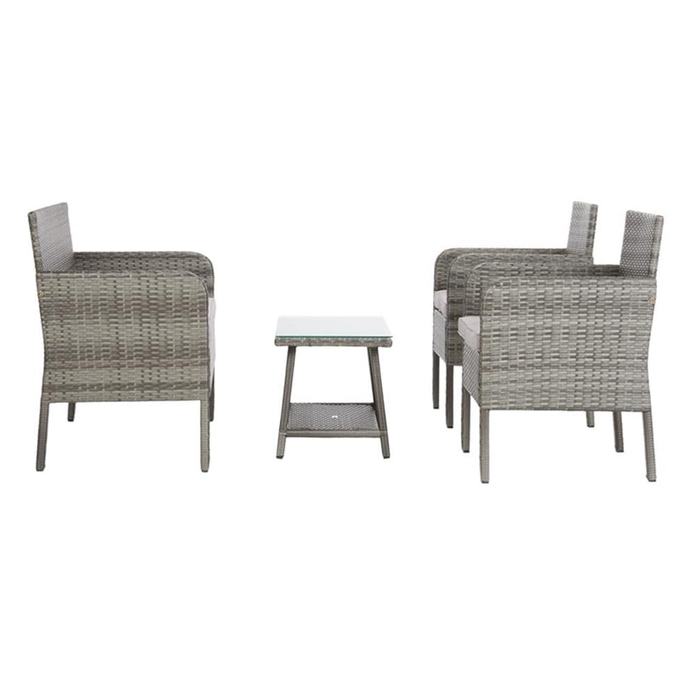 SAFAVIEH PAT7505B Collection Aboka Grey 4-Piece Outdoor Living Patio Set