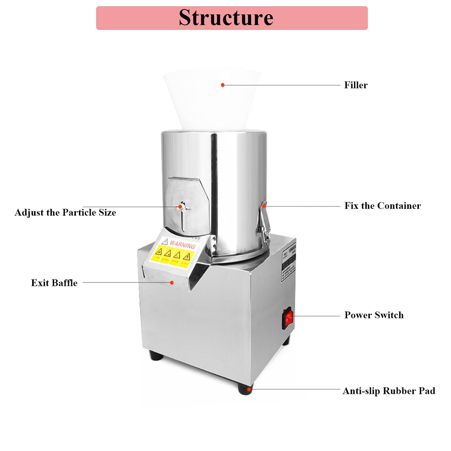 SHILINTONG Commercial Electric Food Processor 550W – Heavy Duty Vegetable Chopper Machine – Stainless Steel Body & Blades – 120Kg/H High Capacity – for Restaurant & Kitchen Use (110V)