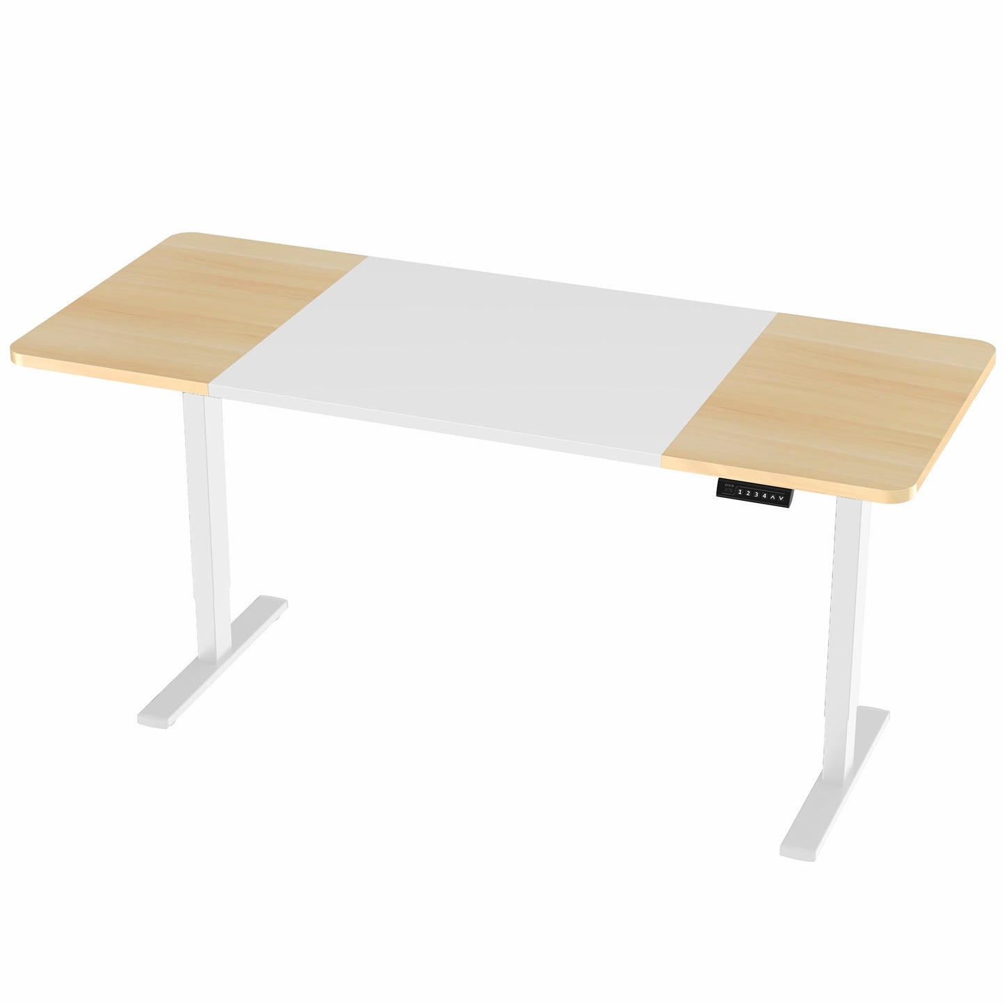 VIVO Electric 71 x 30 in Standing Desk, Memory Height Adjustment, 1B Series, Holds 220 lbs, White and Light Wood Top, White Frame, DESK-KIT-1W7WC