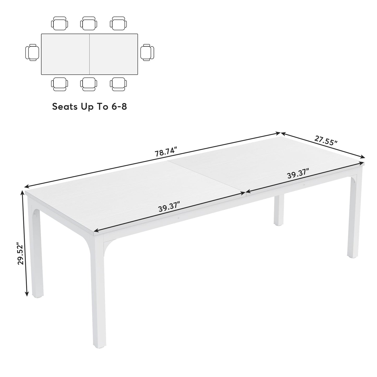 Tribesigns Conference Table, 78.7-Inch Rectangle Meeting Seminar Table, Large Business Office Conference Tables for 6-8 People (Only Table)
