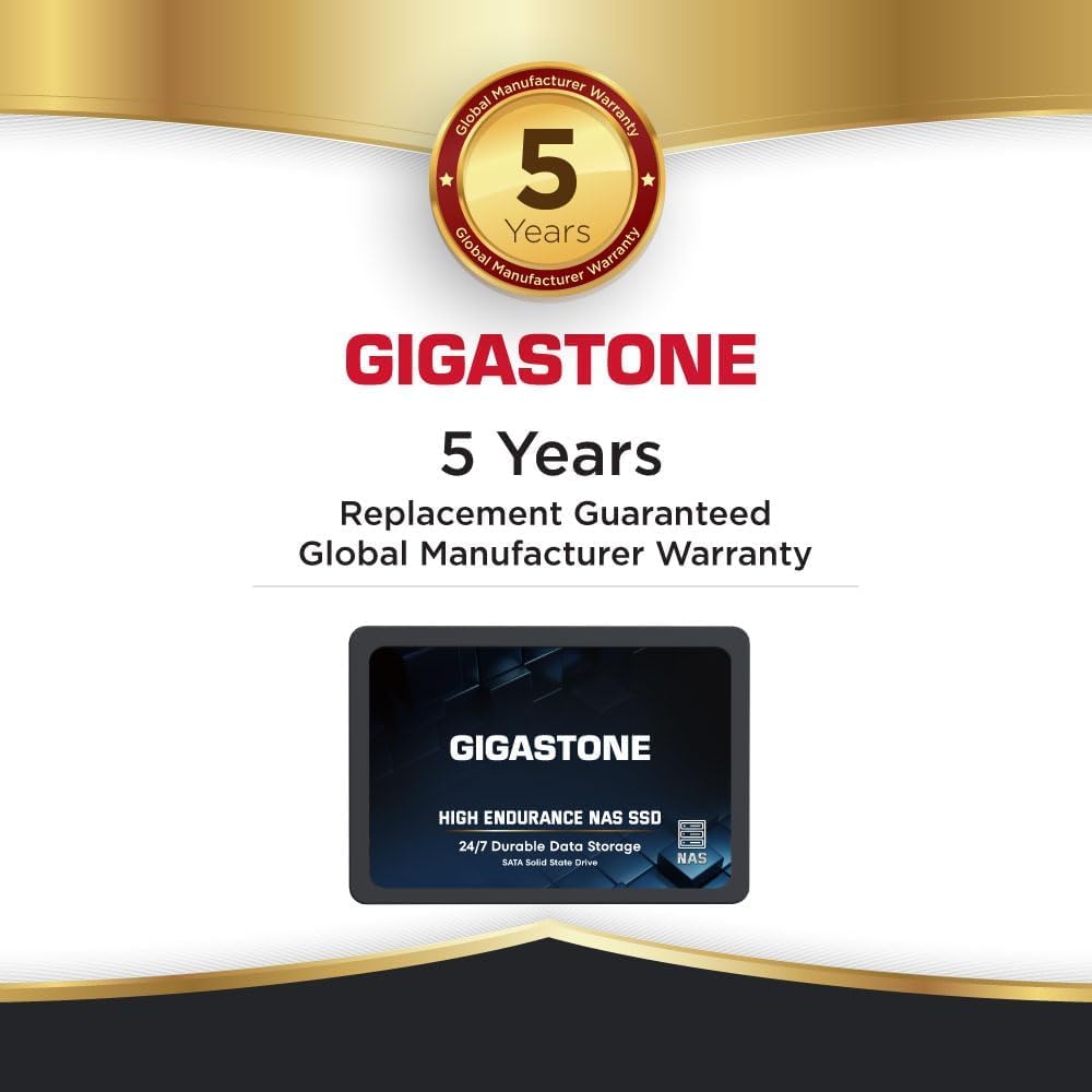 Gigastone 【NAS Only】 2TB NAS SSD – High Endurance 3D TLC SATA III 6 Gb/s 2.5″ Internal Solid State Drive, Up to 550 MB/s