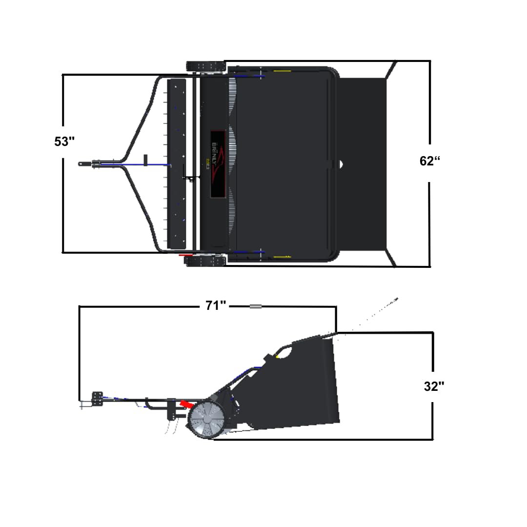 Brinly 54" Tow-Behind Combo Lawn Sweeper with Dethatcher and Hamper Windscreen