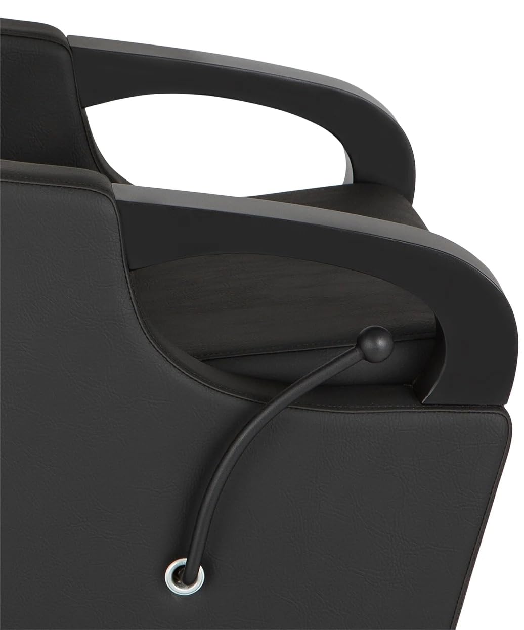 Buy-Rite Luna Noir Shampoo Backwash Unit for Professional Salons - Extra Wide Seat, Black Metal Armrests & Feet, Lever-Activated Leg Rest, Tilting White Porcelain Bowl, YLG-583-1-BLACK