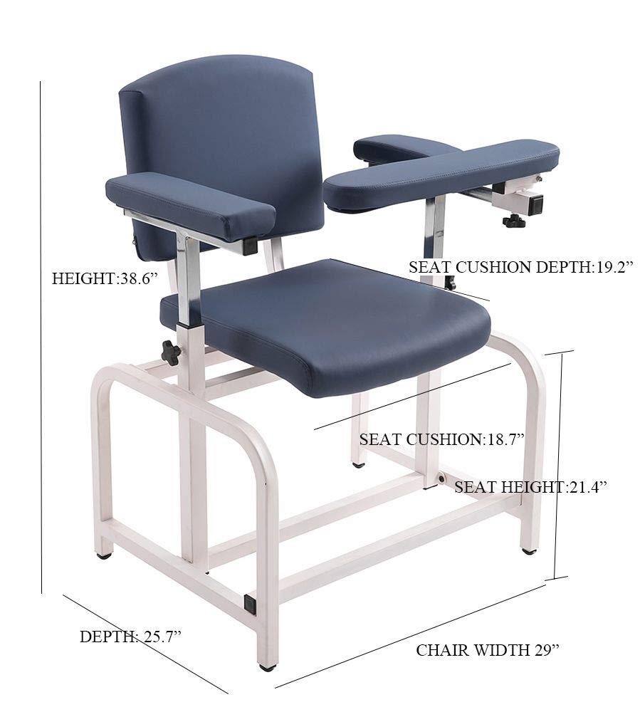 medycare Comfortable Lab Draw Chair for Lab Spa and Treatment Room… (Blue, Normal)