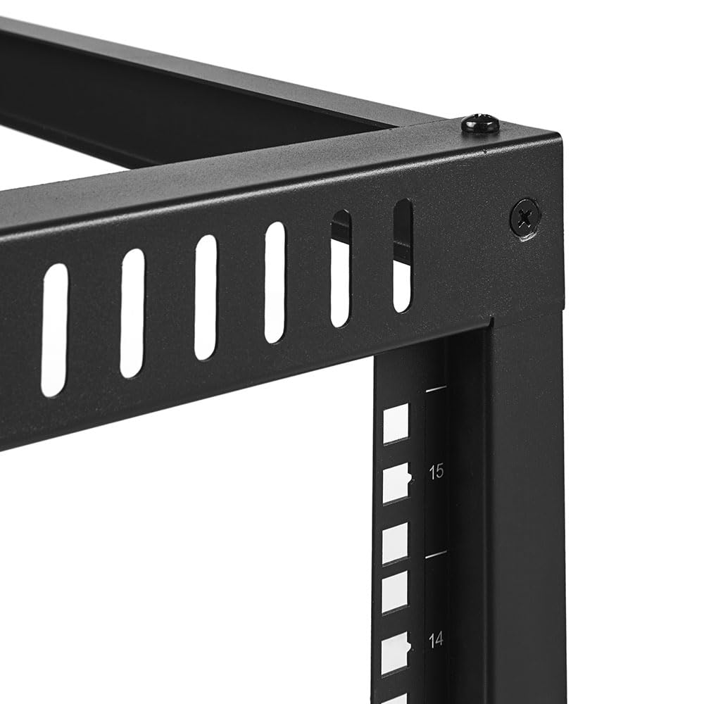 NavePoint 9U Wall Mount Server Rack with Hinged Back, 4-Post 24” Deep, Rear Swing Frame 9U Network Rack Wall Mount for 19 Inch Equipment AV IT Easy Cable Management, Black