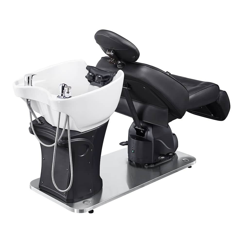 DIR Fully Reclined Shampoo Backwash Station, Full Electrical Adjusted Unit, MAXIMUS, Black