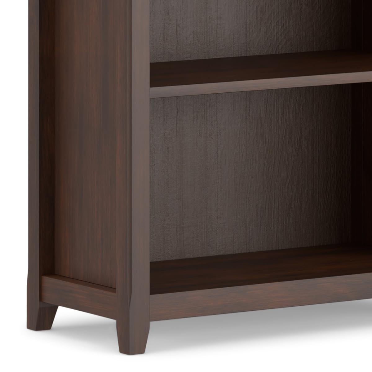 SIMPLIHOME Amherst Bookcase - 70 inch Tall 5-Shelf Solid Wood Bookshelf in Russet Brown, Transitional Storage for Living Room, Study Room or Office with Adjustable Shelves and Tapered Legs