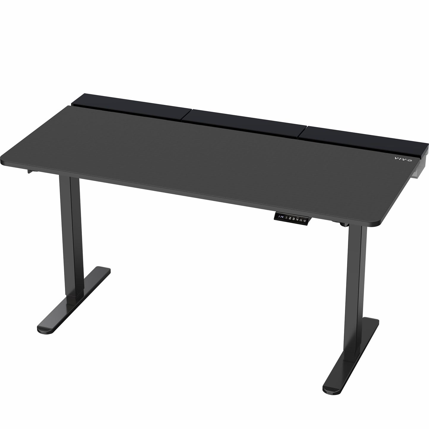 VIVO Electric 60 x 30 in Standing Adjustable Gaming Desk with Hidden Cable Trays, Full-Size Mouse Pad, Holds 220 lbs, Black Top Black Frame, DESK-KIT-1B6-P3B