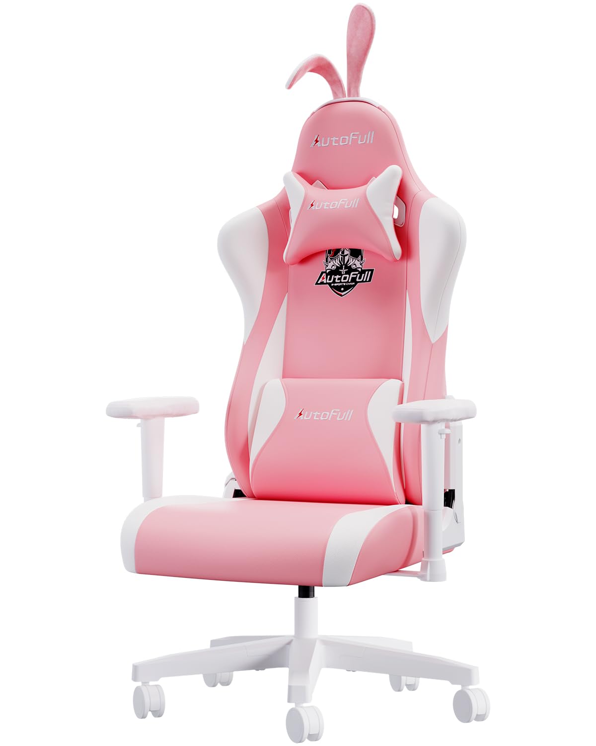 AutoFull C2 Gaming Chair Computer Chair with Ergonomic Wingless Cushion PU Leather Racing Style PC Chair with Footrest and Lumbar Support Pillow(Pink)