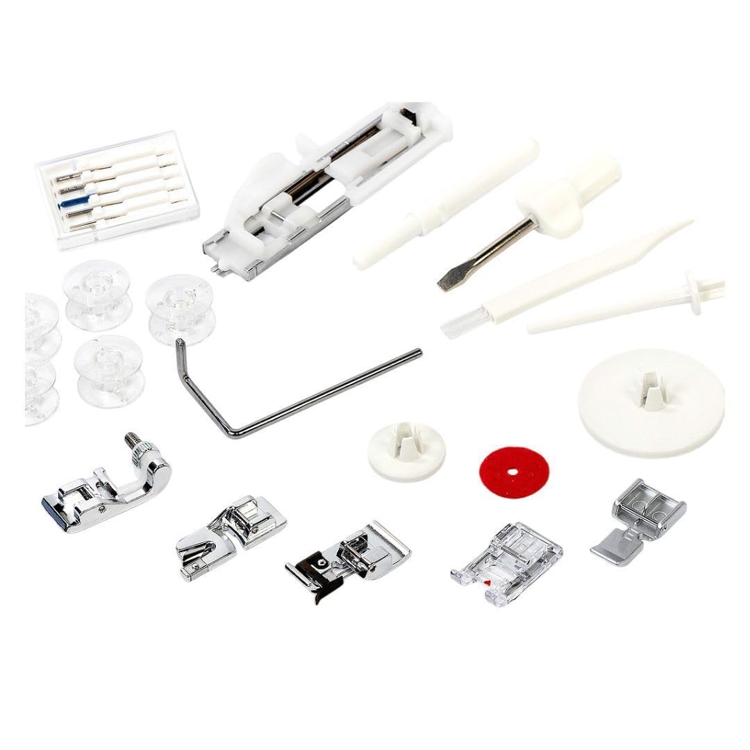 Janome HD5000 Heavy-Duty Sewing Machine for Beginners - Portable Mechanical Sewing Machines with Accessories and Cover, Leather Stitching Machine for Hemming, Clothes, Jeans, Quilting, Upholstery