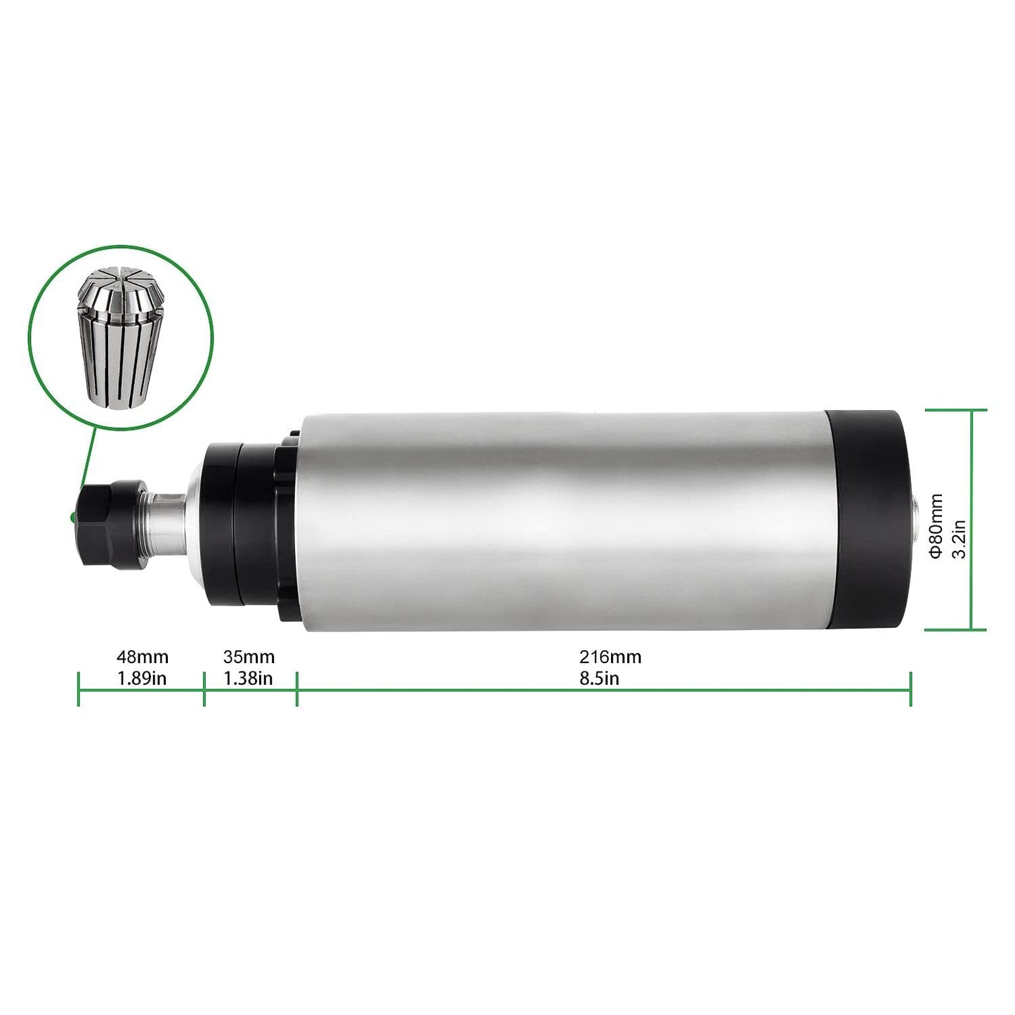 CNC Spindle Motor Kits, 110V 2.2KW Φ80mm Air Cooled Spindle CNC Spindle CNC Motor + 2.2KW VFD+Φ80mm Clamp Mount + Collet kit ER20+ Drill bits+ Wires for CNC Router Machine