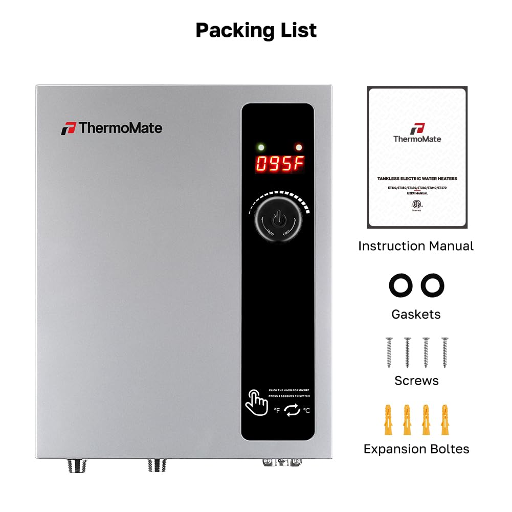 ThermoMate Electric Tankless Water Heater, 11kW 208~240 Volt, On Demand Instant Hot Water Heater, Self Modulating Energy Saving, Save Space, 2.15GPM at 35°F Rise