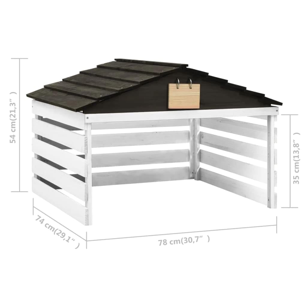 Robust Firwood Lawn Mower Garage for Outdoor Robotic Mower Shed, 30.7x29.1x21.3 Inches Black and White