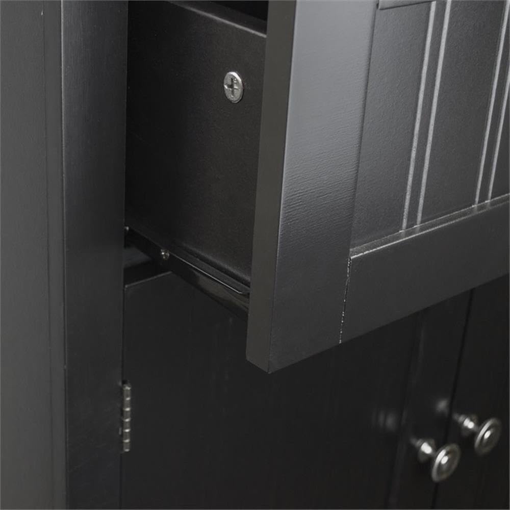 American Furniture Classics OS Home and Office Framed Glass Doors and Drawer in Black Kitchen Buffet with Hutch