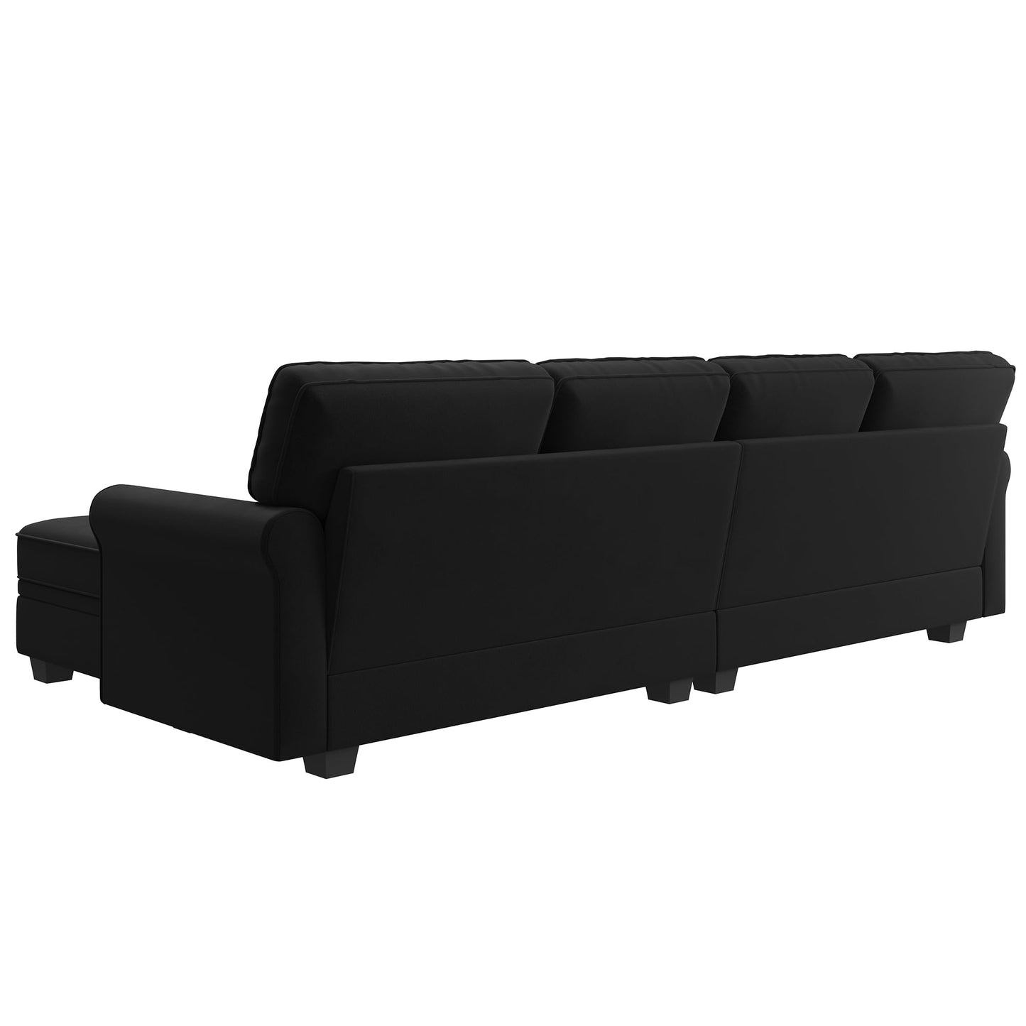 HONBAY Sectional Sofa with Storage Seat Velvet U Shaped Couch with Reversible Chaise Convertible Sectional Couches for Living Room,Black Velvet