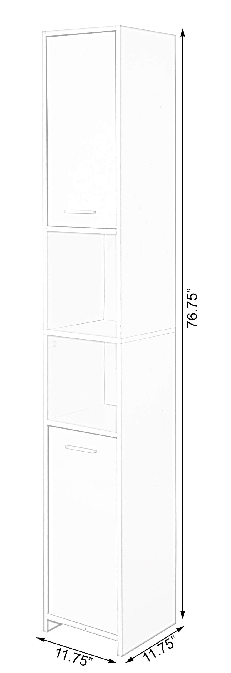 Versatile 77-Inch White Tall Storage Cabinet with 2 Doors and Adjustable Shelves, Linen Tower Cabinet, Bathroom Organizer and Storage, Kitchen Cabinet, Pantry Organizer, and Linen Closet
