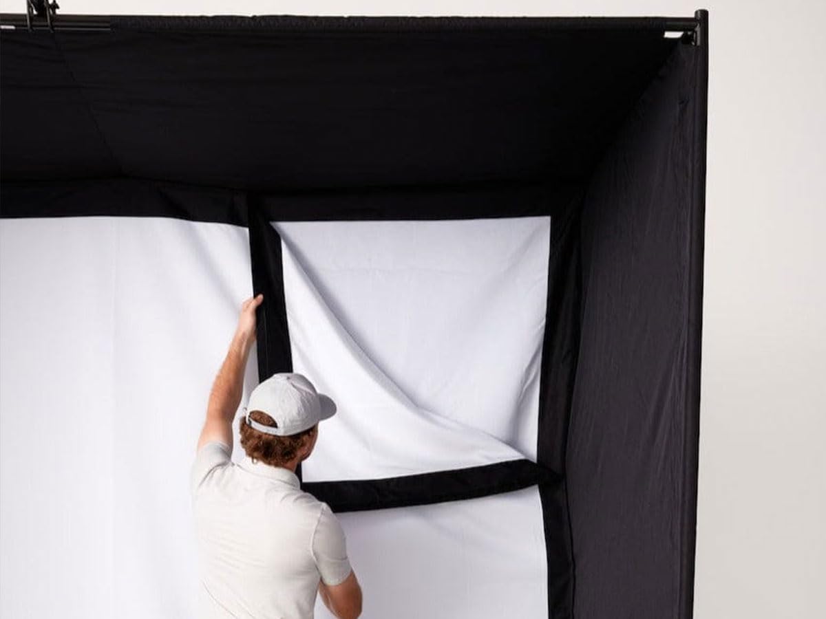 SkyTrak ST MAX Golf Simulator Standard Studio Package – Complete Home Simulator with Launch Monitor, Enclosure, Screen, 5×5 Hitting Mat, ZW350ST Projector & Trial Software – Indoor Golf (12')