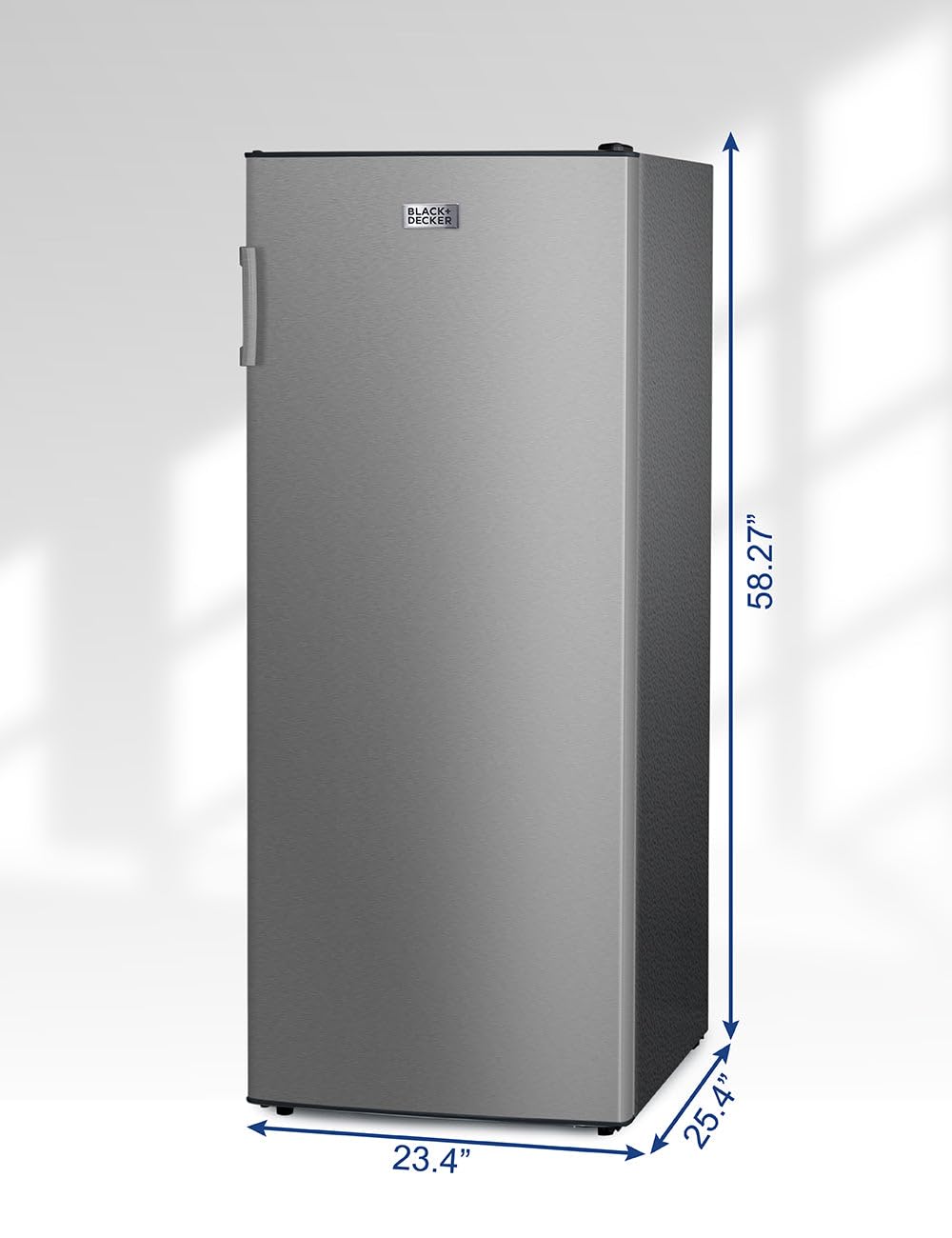 BLACK+DECKER 8.5 Cu. Ft. Upright Freezer, Stand Up Freezer with Mechanical Temperature Control,Freezer with 3 Shelves and 4 Door Bins, Manual Defrost,R600a Refrigerant, BUF850LS,Stainless Steel Look