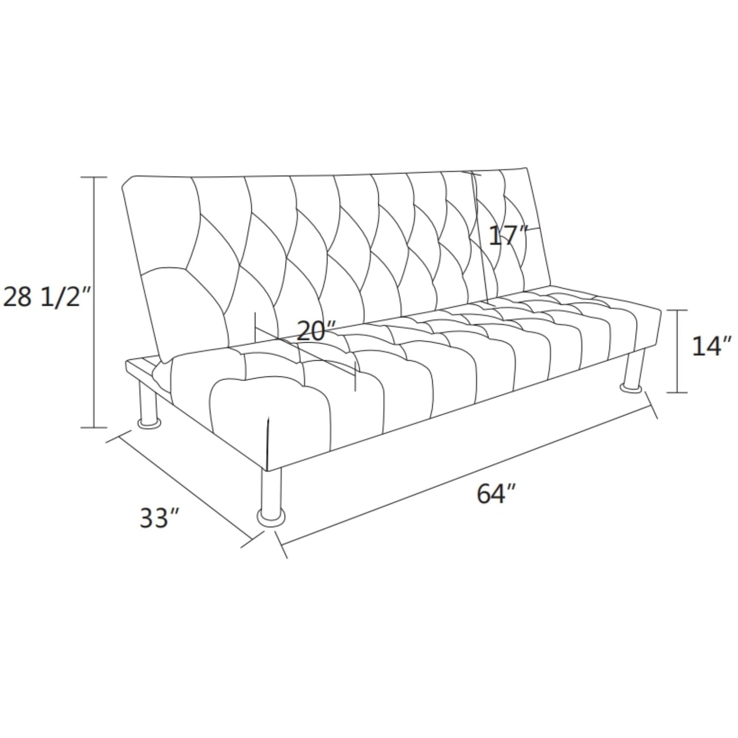 UOCFYK Faux Leather Living Room Sofa Bed, Sleeper Convertible 2 in 1 Folding Couch with Metal Legs for Apartments, Guest Rooms, and Compact Spaces,Black