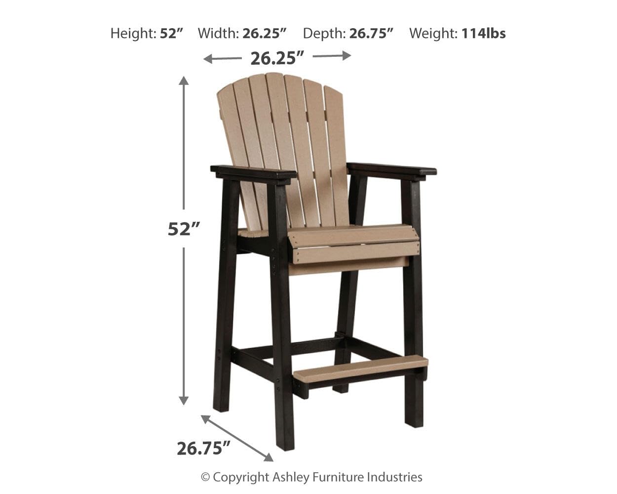 Signature Design by Ashley Fairen Trail 30" HDPE Durable Outdoor Barstool, 2 Count, Black & Brown