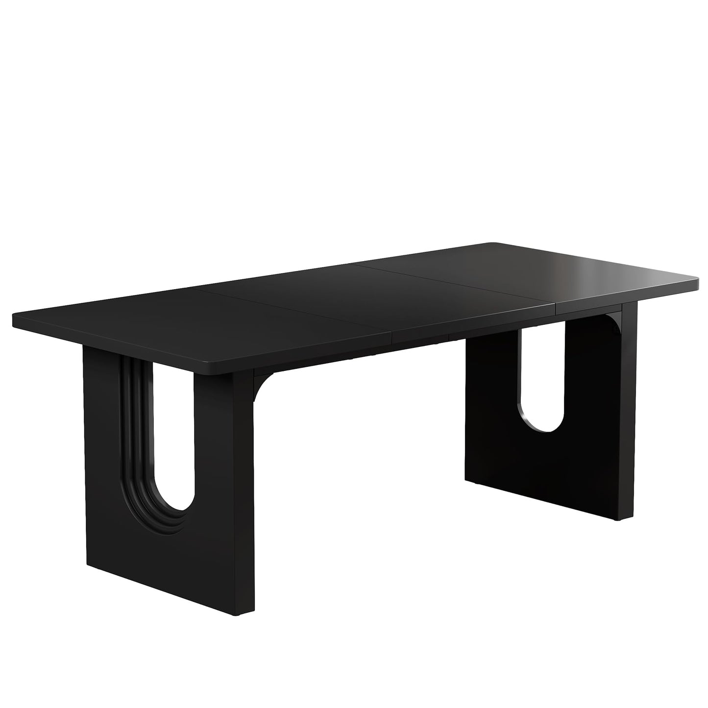 Tribesigns Modern Dining Table for 6 People, 71" Large Kitchen Dining Table with Wood Pedestal Base, Rectangular Long Dinner Table for Kitchen, Dining Room, Living Room, Black