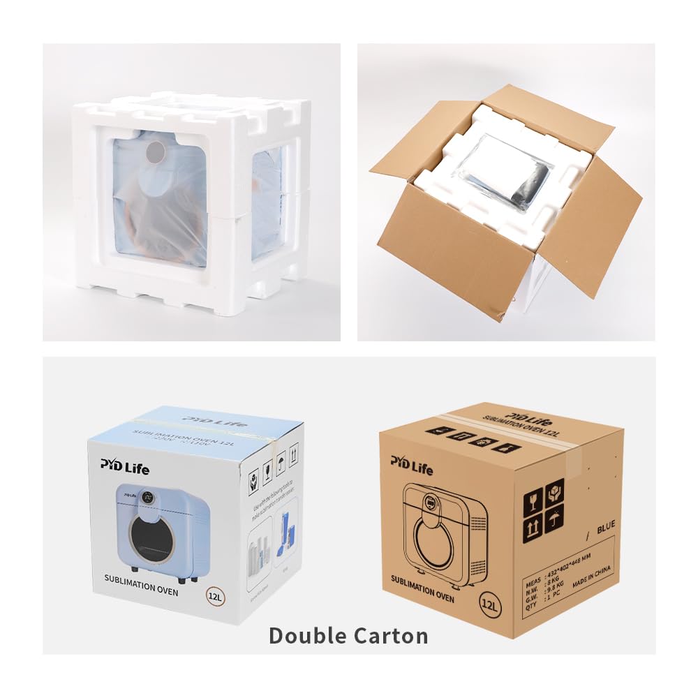 PYD Life Mini Sublimation Oven Machine 12 L 120 V 1600 W Light Blue Heat Press Machine for Sublimation Blanks Mugs Tumblers Cups Water Bottles Sublimation Printing