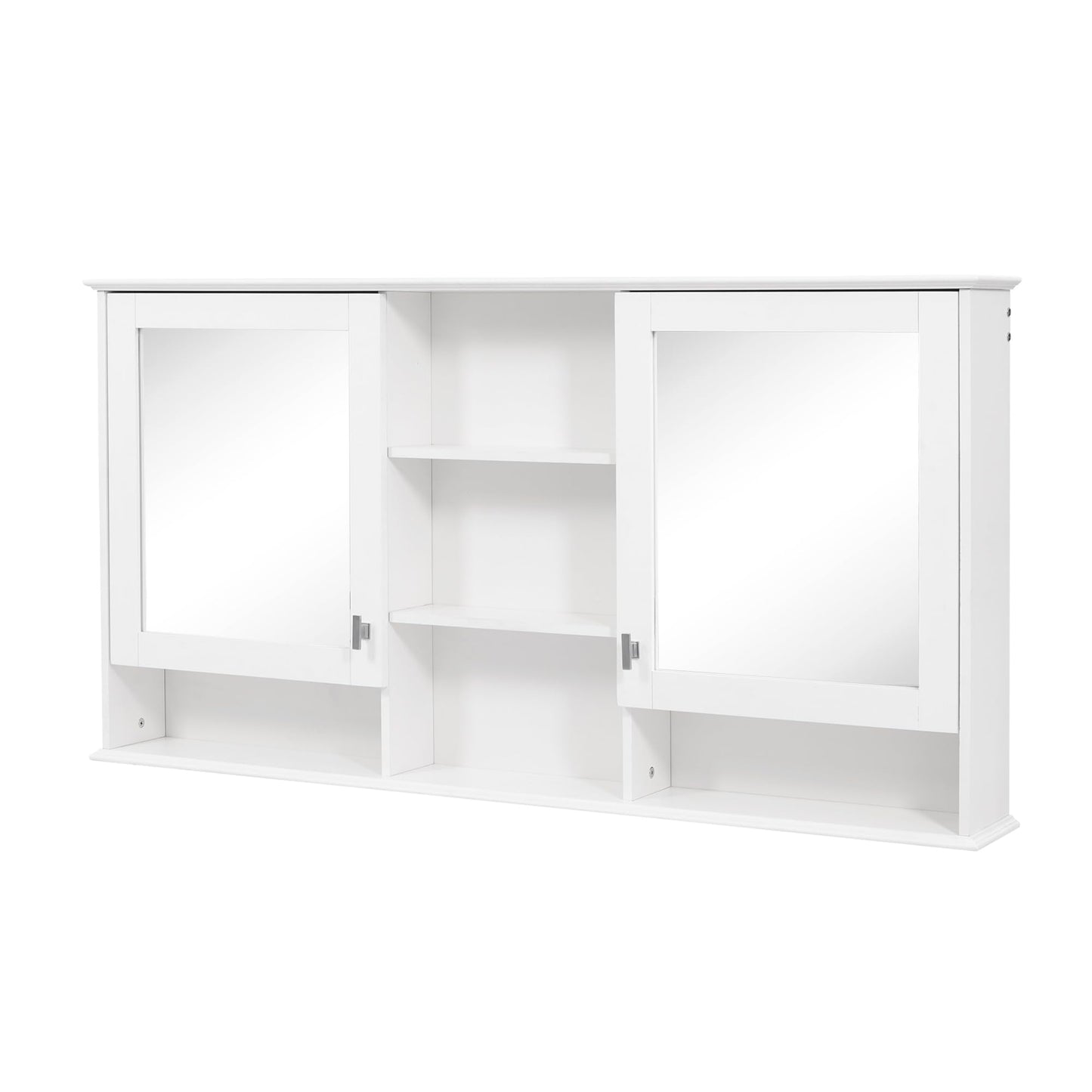 Marzzi 55"x28" Bathroom Medicine Cabinet with Mirror, Wall Mounted Bathroom Storage Organizer with 5 Open Shelves & Adjustable Interior for Master Bath & Power Room, Painted Finish