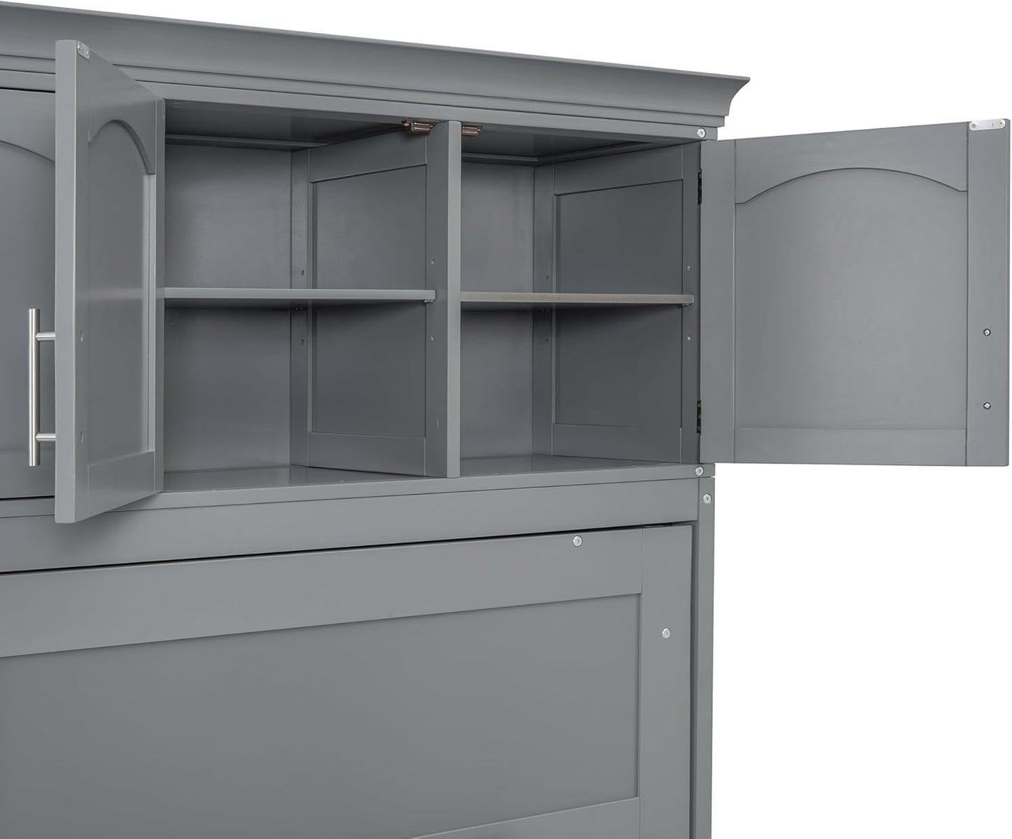 Virubi Queen Horizontal Murphy Bed Cabinet with Storage Cabinet,Wood Folding Murphy Wall Bed for Adult (Grey)