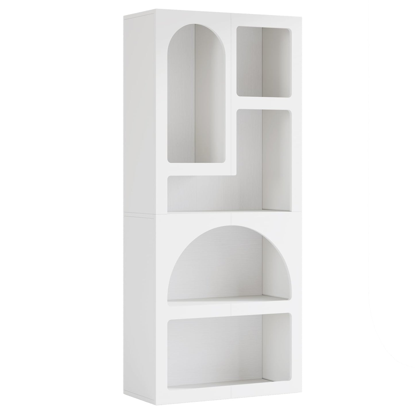 Tribesigns 70.87" Tall Geometric Bookshelf, White Arched Bookcase with 5 Irregular Storage Shelves, Modern Open Art Decor Display Shelf Free-Standing for Living Room, Bedroom, Closet