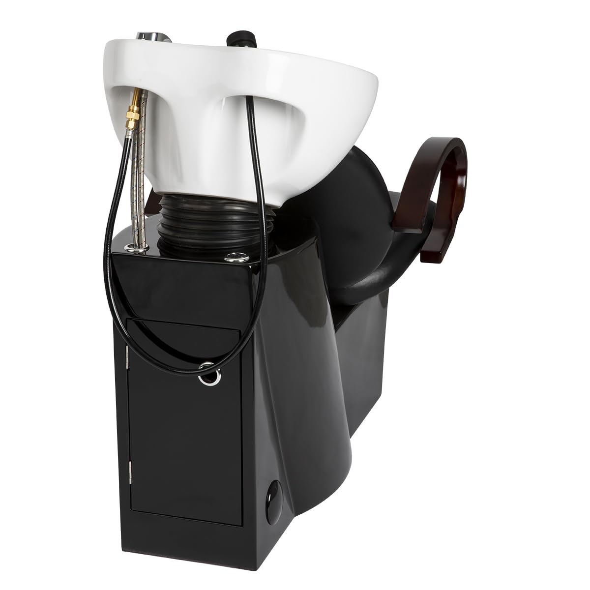 Minerva Beauty Ashburn Shampoo Bowl and Chair in Black with White Bowl