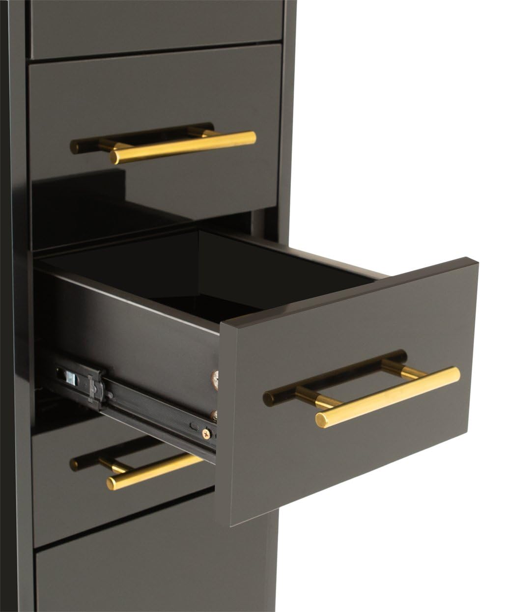 Buy-Rite Salon & Spa Equipment Modena Ultra Double Sided LED Styling Station for Professional Salons and Barbershops, Gold Frame with Gold Handles, NIN-MD-01-ULTRALED (Gloss Black)
