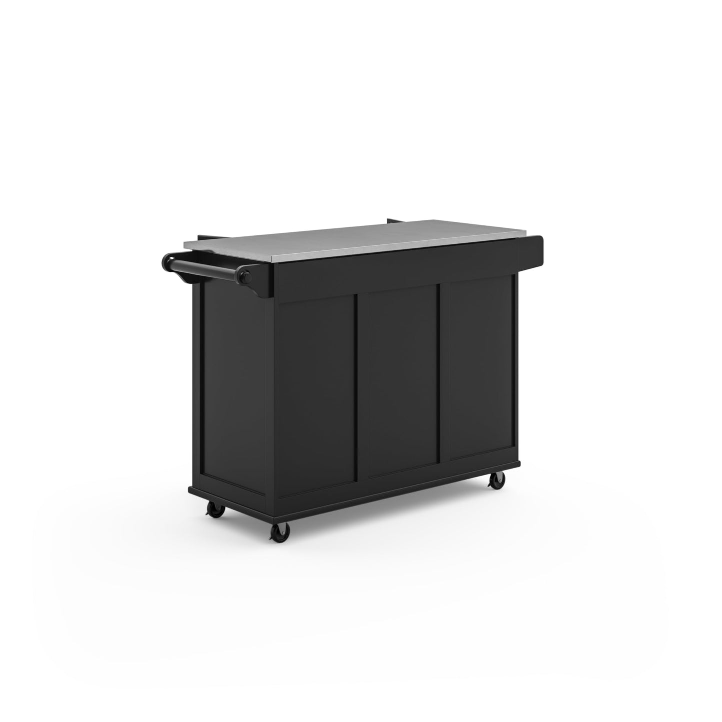 Homestyles Dolly Madison Black Mobile Kitchen Island Cart with Stainless Steel Top