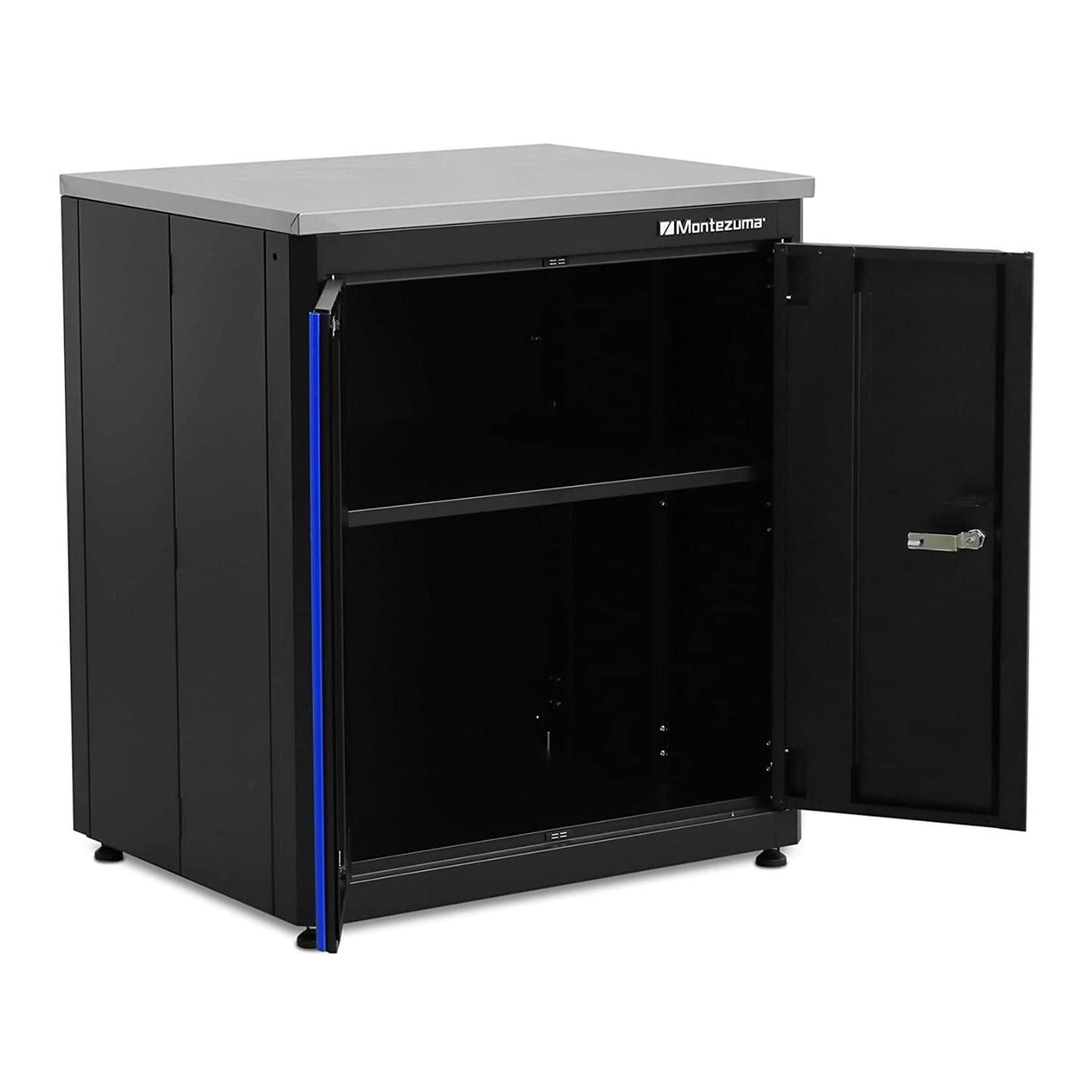 Montezuma Garage Tool Storage System - 30.5 x 24" Locking 2 Door Workbench with Magnetic Latches & Stainless Steel Worktop - BKMG30242BC