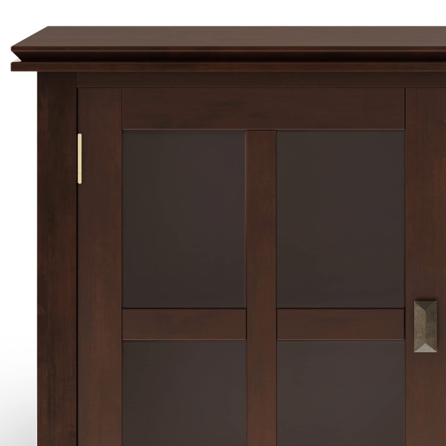 SIMPLIHOME Artisan Buffet - 60 inch Wide Solid Wood 3-Door Sideboard Buffet in Russet Brown, Contemporary Storage Cabinet for Dining Room or Kitchen with Adjustable Shelves and Bronze Hardware