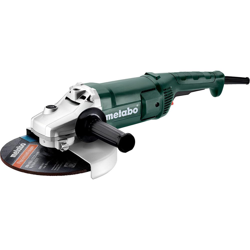 Metabo 9-Inch Angle Grinder, 6,600 RPM, 15 Amp, AC/DC, Paddle Switch, W 2200-230, 606435420, Green
