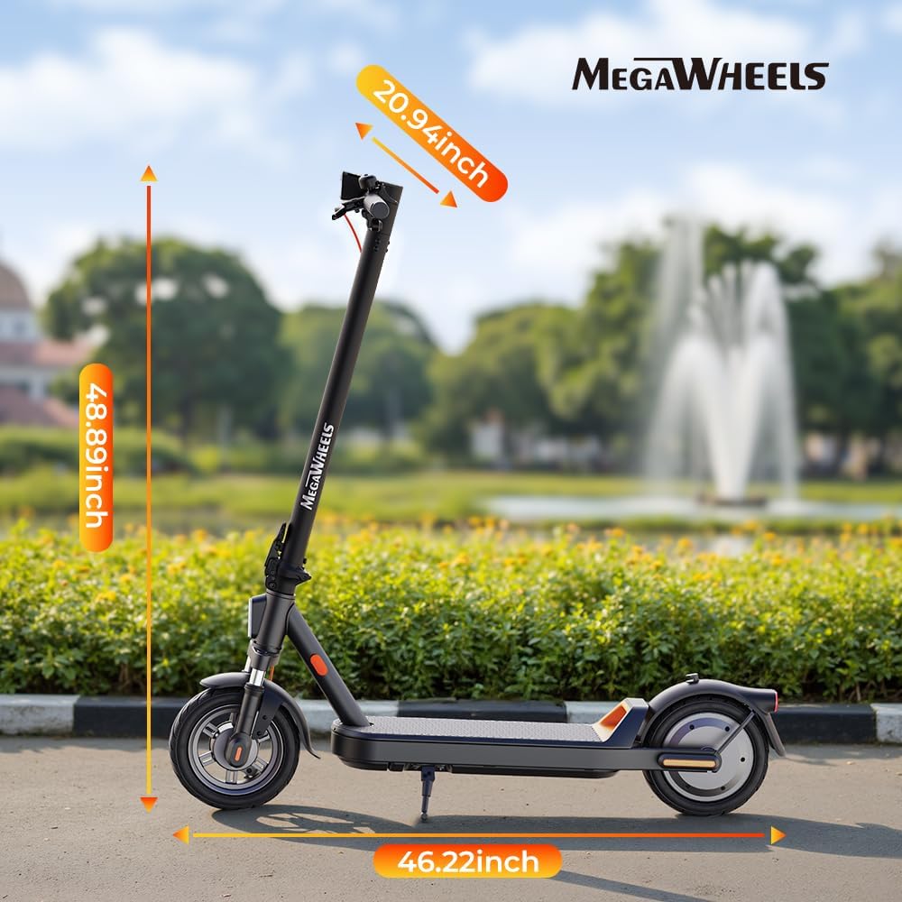 MEGAWHEELS Electric Scooter,Electric Scooter Adults with Suspension,28 Miles Long Range, 10in Pneumatic Tires,600W Motor,20 Mph Fast E Scooter with Smart APP for Commuting, Outdoor, Short Travel