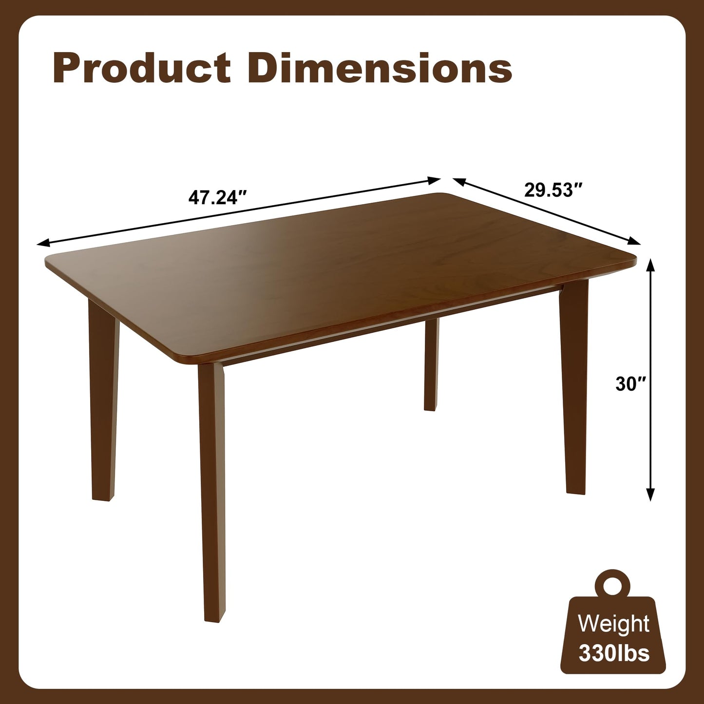 Merax Rustic Wooden Rectangular Kitchen Table, Farmhouse Dinning Table for Living Room, Kitchen, Dining Room, Small Space, Walnut
