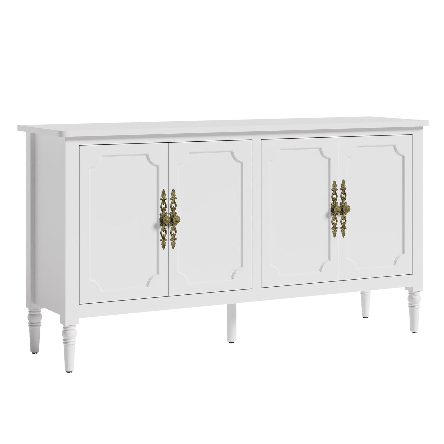 FansaFurn 58'' Large Sideboard Buffet Cabinet with 4 Doors, Modern Credenza Buffet Table for Coffee Bar, Storage Cabinet for Dining Room Living Room, White