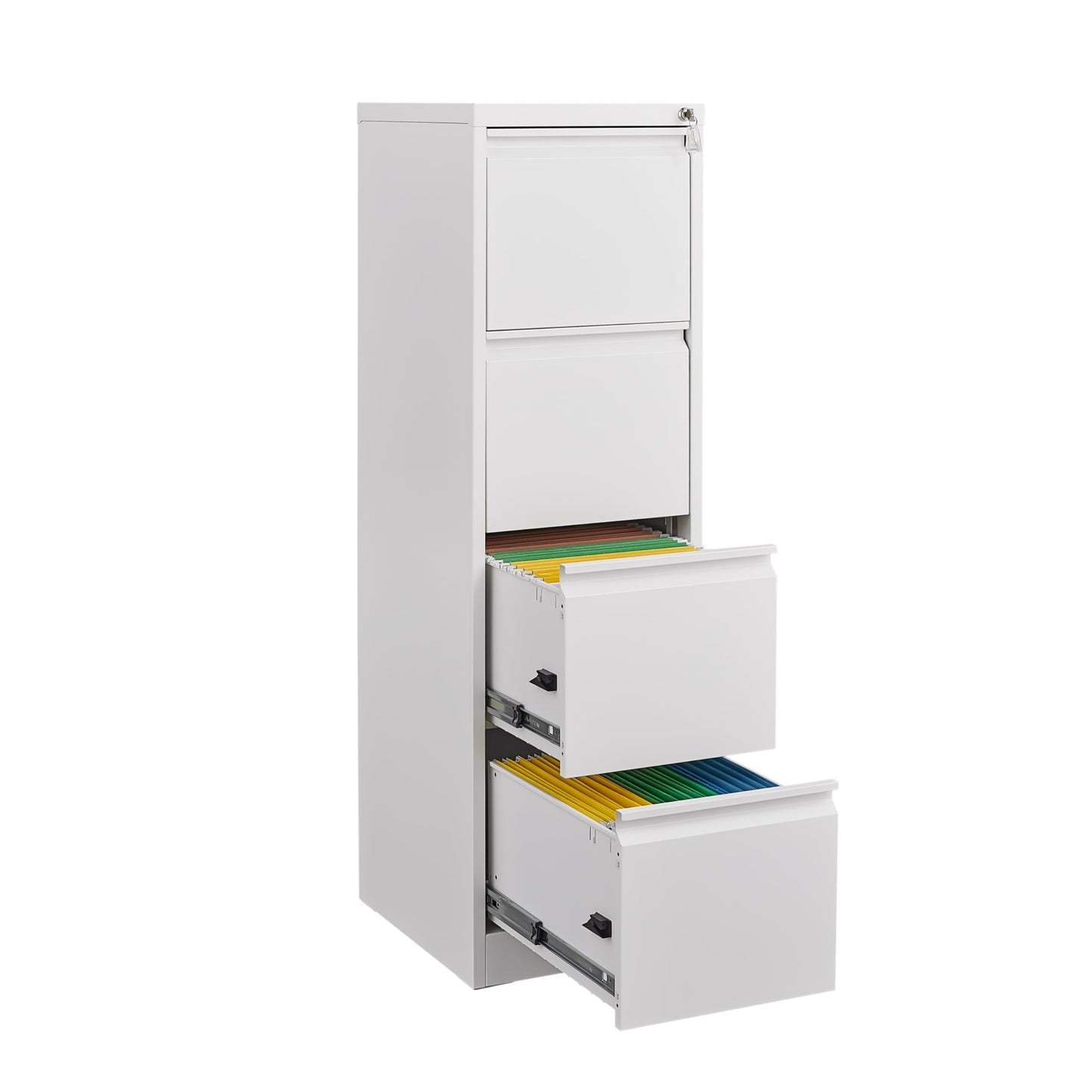 GAOMON 4 Drawer File Cabinet, Vertical Metal Filing Cabinets with Lock Storage Cabinet, Lockable Steel Drawers for Hanging Letter/Legal/F4/A4 Files, Home Office Use White