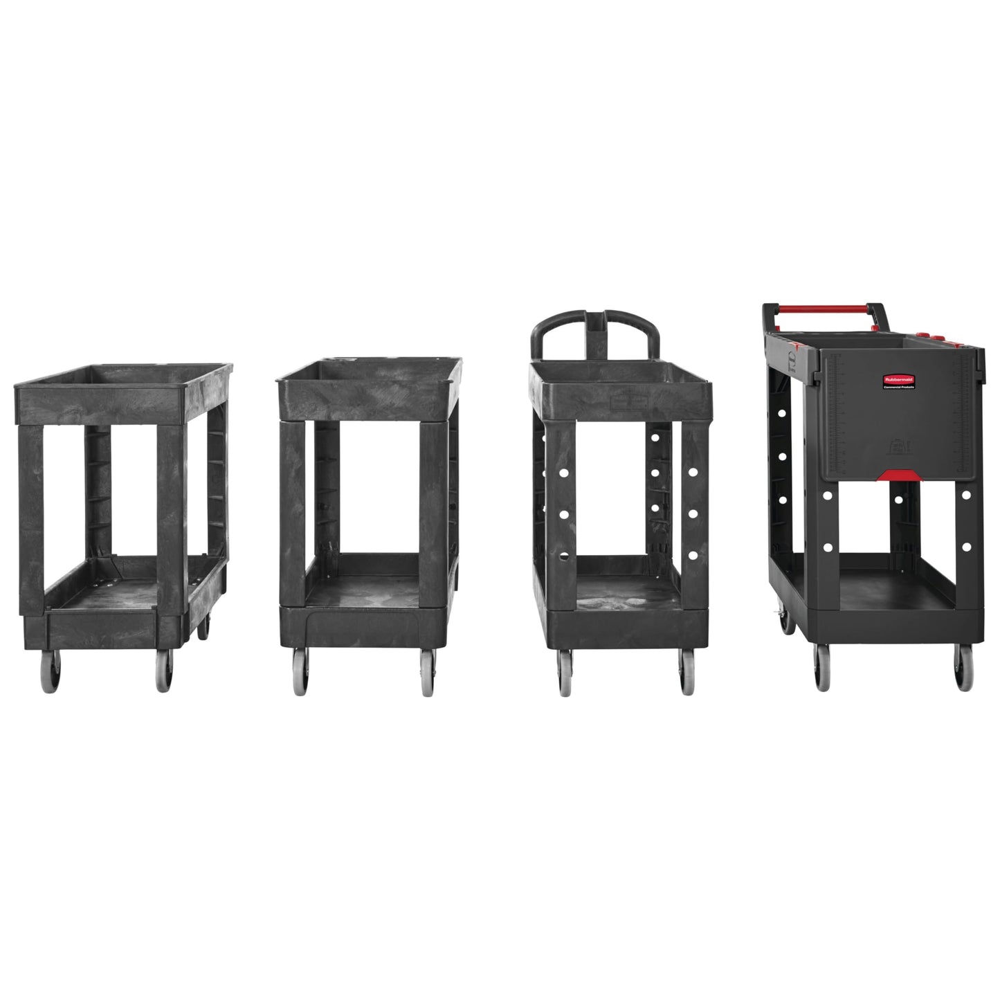 Rubbermaid Commercial Products 2-Shelf Utility/Service Cart, Small, Lipped Shelves, Storage Handle, 500 lbs. Capacity, for Warehouse/Garage/Cleaning/Manufacturing